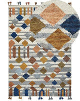 Kilim Area Rug Multicolour Wool and Cotton 200 x 300 cm Handmade Woven Boho Geometric Pattern with Tassels Beliani