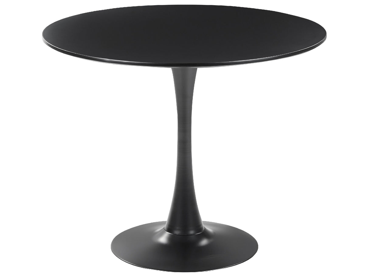 Round Dining Table Black  90 cm Metal Base 4 Seater Kitchen Beliani