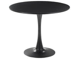 Round Dining Table Black  90 cm Metal Base 4 Seater Kitchen Beliani