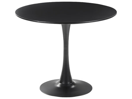 Round Dining Table Black  90 cm Metal Base 4 Seater Kitchen Beliani