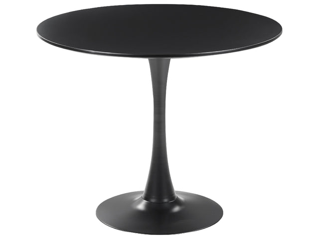 Round Dining Table Black  90 cm Metal Base 4 Seater Kitchen Beliani