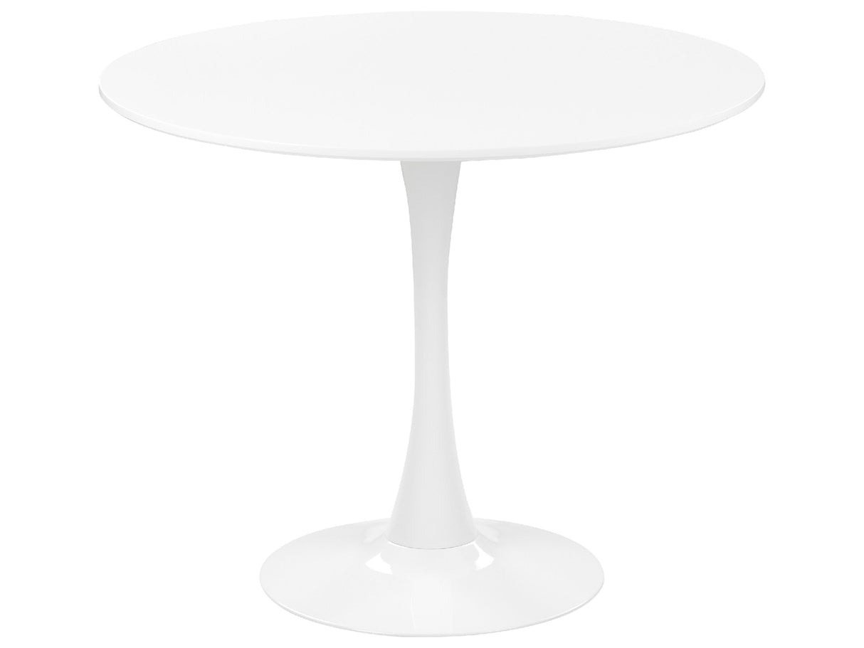 Round Dining Table White  90 cm Metal Base 4 Seater Kitchen Beliani