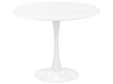 Round Dining Table White  90 cm Metal Base 4 Seater Kitchen Beliani