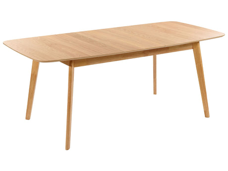 Dining Table Light Oak Wood 150/190 x 90 cm Extending Leaf Wooden Legs Scandinavian Style Beliani