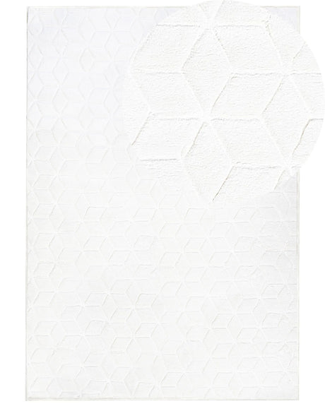 Faux Rabbit Fur Rug White Artificial Polyester Fur 160 x 230  cm Soft Shaggy High Pile Rug Beliani