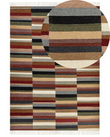 Kilim Area Rug Multicolour Wool 200 x 300 cm Hand Woven Flat Weave Geometric Pattern with Tassels Traditional Living Room Bedroom Beliani