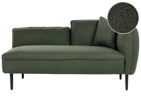 Chaise Lounge Dark Green Boucle Fabric Metal Legs Right Hand with Cushion Modern Design Beliani