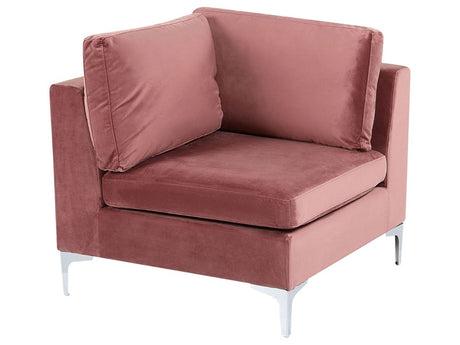 1-Seat Corner Section Pink Velvet Sofa Module Silver Metal Legs Glamour Style Beliani