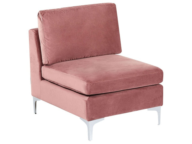 1-Seat Section Pink Velvet Sofa Module Silver Metal Legs Glamour Style Beliani