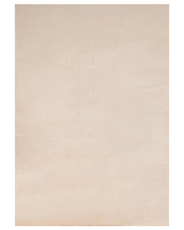 Faux Rabbit Fur Rug Beige Artificial Polyester Fur 160 x 230  cm Soft Shaggy High Pile Rug Beliani