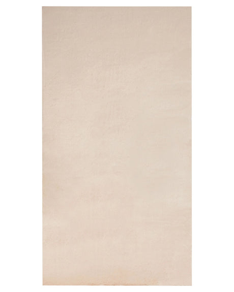 Faux Rabbit Fur Rug Beige Artificial Polyester Fur 80 x 150 cm Soft Shaggy High Pile Rug Beliani