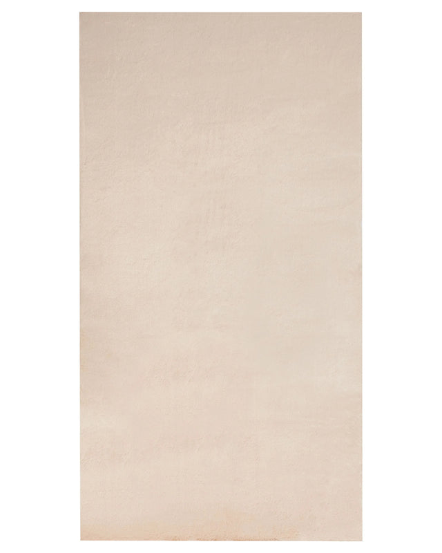 Faux Rabbit Fur Rug Beige Artificial Polyester Fur 80 x 150 cm Soft Shaggy High Pile Rug Beliani