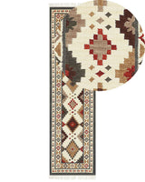 Wool Area Rug Multicolour 80 x 300 cm Hand Woven Kilim Rug Rustic Oriental Design Beliani