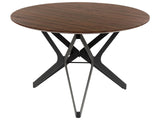 Round Dining Table Dark Brown with Black MDF  120 cm Top Metal Industrial Legs Beliani