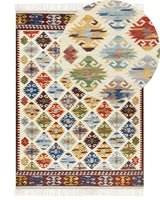 Kilim Area Rug Multicolour Wool 200 x 300 cm Hand Woven Flat Weave Oriental Pattern with Tassels Traditional Living Room Bedroom Beliani