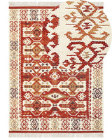 Kilim Area Rug Multicolour Wool and Cotton 160 x 230 cm Handmade Woven Boho Patchwork Pattern with Tassels Beliani