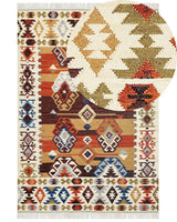 Kilim Area Rug Multicolour Wool and Cotton 200 x 300 cm Handmade Woven Boho Patchwork Pattern with Tassels Beliani