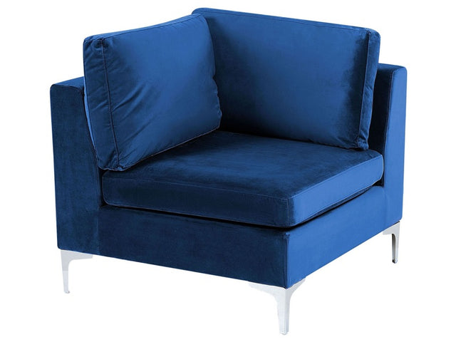 1-Seat Corner Section Blue Velvet Sofa Module Silver Metal Legs Glamour Style Beliani