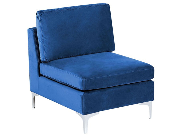 1-Seat Section Blue Velvet Sofa Module Silver Metal Legs Glamour Style Beliani