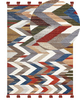 Kilim Area Rug Multicolour Wool and Cotton 160 x 230 cm Handmade Woven Boho Patchwork Pattern with Tassels Beliani