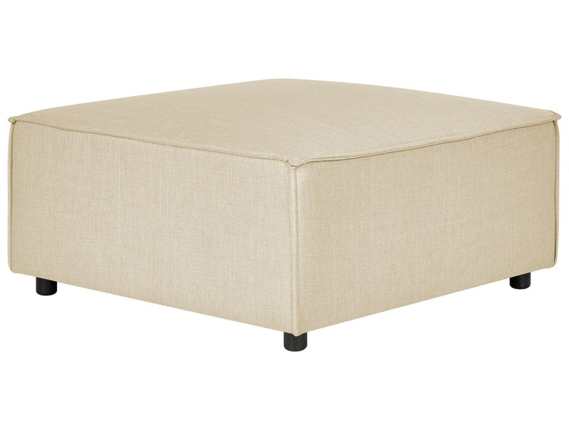 Ottoman Beige Linen Upholstered Square Footstool Modern Design Living Room Beliani