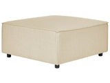 Ottoman Beige Linen Upholstered Square Footstool Modern Design Living Room Beliani