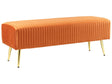 Bench Orange Velvet Upholstered Gold Metal Legs 118 x 40 cm Glamour Living Room Bedroom Hallway Beliani