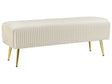 Bench Off-White Velvet Upholstered Gold Metal Legs 118 x 40 cm Glamour Living Room Bedroom Hallway Beliani