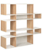 5 Tier Bookshelf Light Wood and White MDF Paper Finish Open Back Shelves Beliani