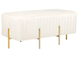 Bench Off-White Velvet Upholstered Gold Metal Legs 93 x 48 cm Glamour Living Room Bedroom Hallway Beliani