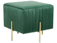 Footstool Green Velvet Upholstered Ottoman Pouffe Gold Metal Legs 48 x 48 cm Square Seat Glamour  Beliani