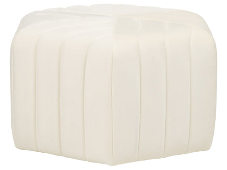 Pouffe Cream Velvet 53 x 48 x 29 cm Upholstered Hexagonal Footstool Ottman Glamour Style Living Room  Beliani