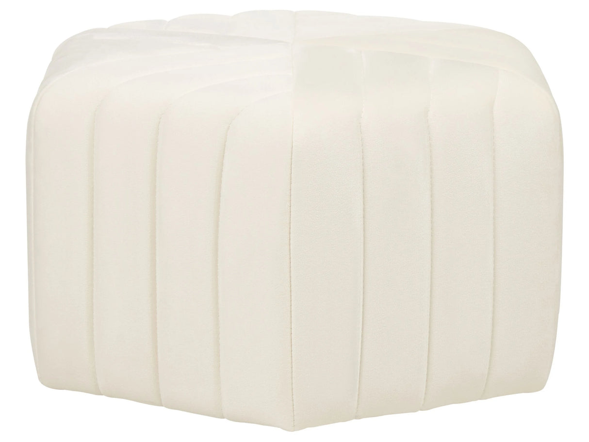 Pouffe Off-White Velvet 53 x 48 x 29 cm Upholstered Hexagonal Footstool Ottman Glamour Style Living Room Beliani