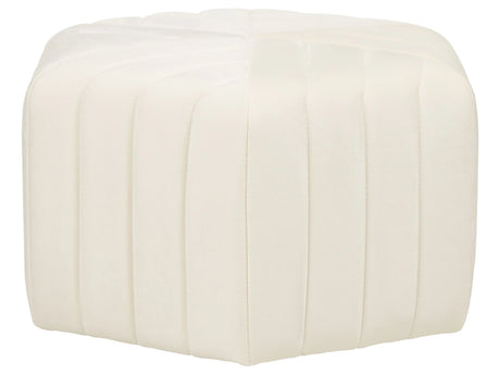 Pouffe Off-White Velvet 53 x 48 x 29 cm Upholstered Hexagonal Footstool Ottman Glamour Style Living Room Beliani