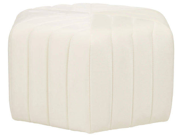 Pouffe Off-White Velvet 53 x 48 x 29 cm Upholstered Hexagonal Footstool Ottman Glamour Style Living Room Beliani