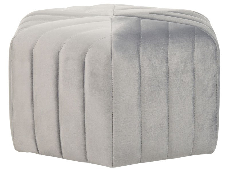 Pouffe Grey Velvet 53 x 48 x 29 cm Upholstered Hexagonal Footstool Ottman Glamour Style Living Room  Beliani