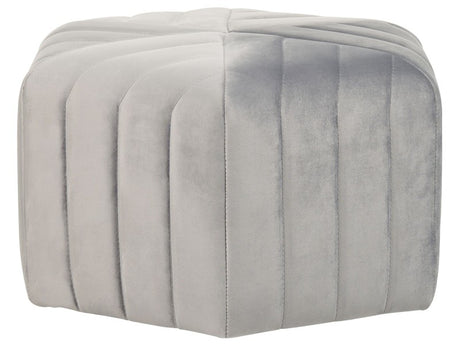 Pouffe Grey Velvet 53 x 48 x 29 cm Upholstered Hexagonal Footstool Ottman Glamour Style Living Room  Beliani