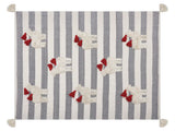 Blanket White and Grey Cotton 125 x 150 cm Hand-Tufted Horses Pattern Tassels Striped Boho Beliani