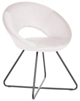 Accent chair Off-white Velvet Upholstery Tufted Armless Black Cross Base Steel Frame Retro Design Beliani