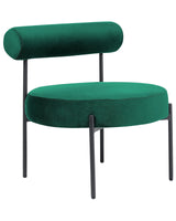 Armless Chair Emerald Green Velvet Upholstery Round Seat Roll Back Vintage Design Black Metal Frame Beliani