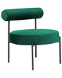 Armless Chair Emerald Green Velvet Upholstery Round Seat Roll Back Vintage Design Black Metal Frame Beliani