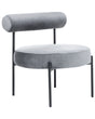 Armless Chair Grey Velvet Upholstery Round Seat Roll Back Vintage Design Black Metal Frame Beliani