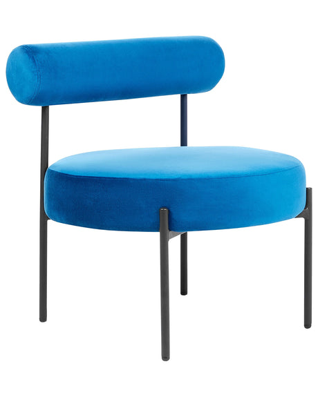 Armless Accent Chair White Boucle Upholstery Round Seat Roll Back Vintage Design Black Metal Frame Beliani