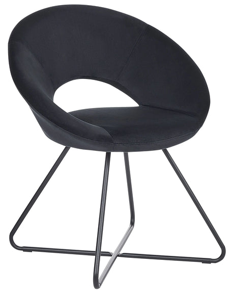 Armchair Black Velvet Upholstery Tufted Armless Black Cross Base Steel Frame Retro Design Beliani