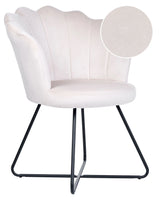Armless Chair Off-white Velvet Upholstery Shell Back Vintage Classic Design Black Metal Frame Beliani