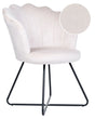 Armless Chair Off-white Velvet Upholstery Shell Back Vintage Classic Design Black Metal Frame Beliani
