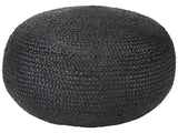 Pouffe Black Jute EPS Beads Filling 45 x 45 x 30 cm Round Ottoman Boho Style Home Accessory Beliani