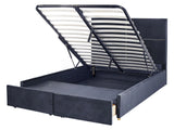 Bed Frame Black Velvet EU Double Size 4ft6 with Storage and Drawers Glamour Modern Style  Beliani