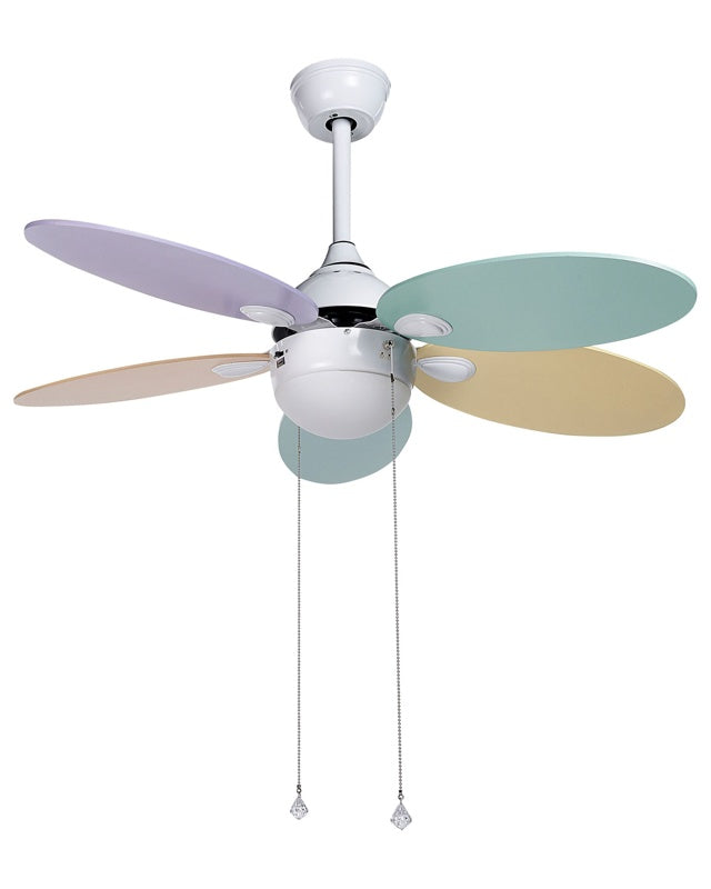 Ceiling Fan with Light Colourful for Kids with Pull Chain 4 Blades Speed Control Modern Design Beliani