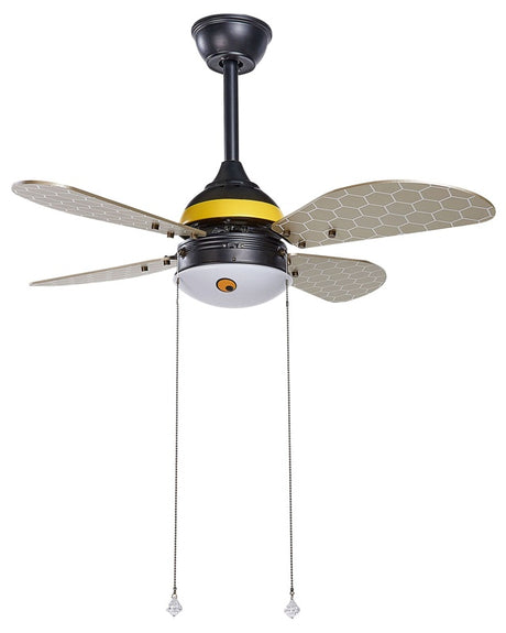 Ceiling Fan with Light Bee-Shaped for Kids with Pull Chain 4 Blades Speed Control Modern Design Beliani